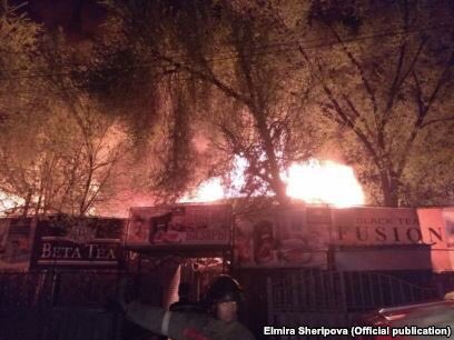 Another major fire at Osh bazaar in Bishkek early am this morning. Emergency Ministry official says arson suspected. This is the 3rd incident at this location so far.    