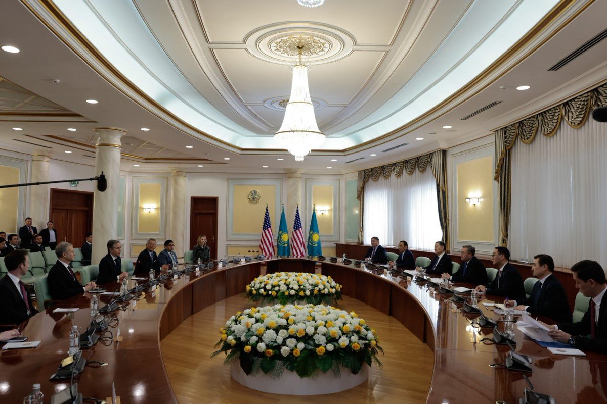 Secretary Antony Blinken: Great meeting with Foreign Minister Tileuberdi today in Astana. The United States is proud to have an established enhanced strategic partnership with Kazakhstan built upon promoting prosperity, strengthening security, and supporting sovereignty in Central Asia