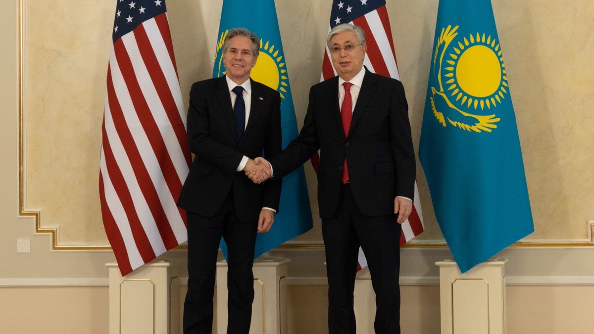 Secretary Antony Blinken:Thank you @TokayevKZ for your warm welcome to Astana. A growing commitment to our economic partnership and his reform agenda are essential to our deepening bilateral relationship between our countries