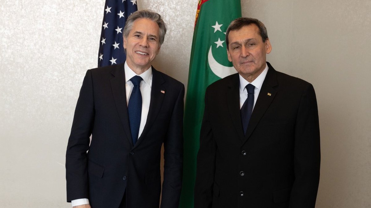 Secretary Antony Blinken:As we approach the 31st anniversary of U.S.-Turkmenistan relations, I met with Foreign Minister Meredov to discuss furthering our bilateral ties, including the ways we can partner on the climate crisis, security, and economic growth