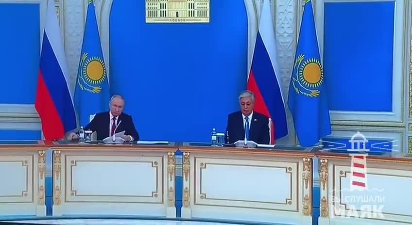 President of Kazakhstan pulls a power move and opens his speech to the visiting Russian delegation headed by Putin speaking Kazakh. You can see the bewilderment and confusion among the delegation