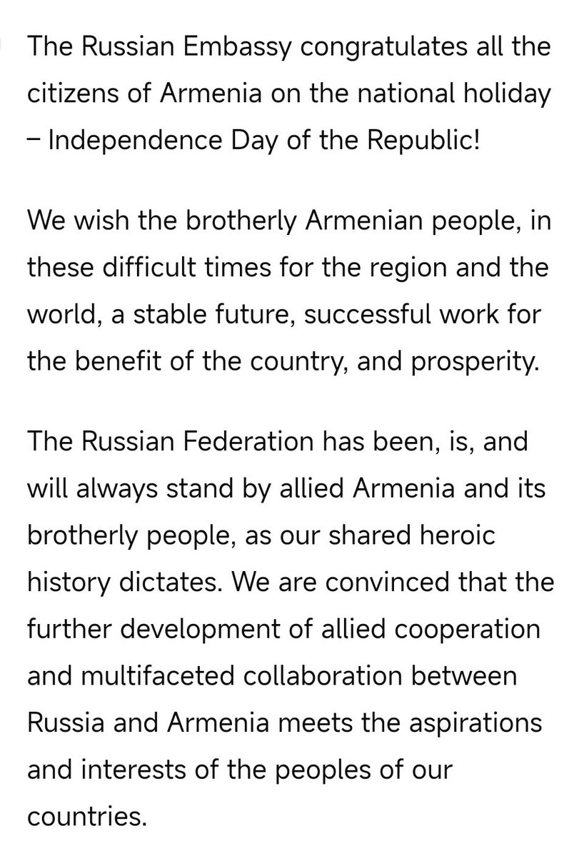 Kazakhstan's Tokayev noted that under the leadership of Pashinyan, Armenia has achieved significant success in state-building and strengthening its international standing and reaffirmed his commitment to the comprehensive strengthening of relations We wish the brotherly Armenian people, in these difficult times for the region and the world, a stable future, successful work for the benefit of the country, and prosperity.