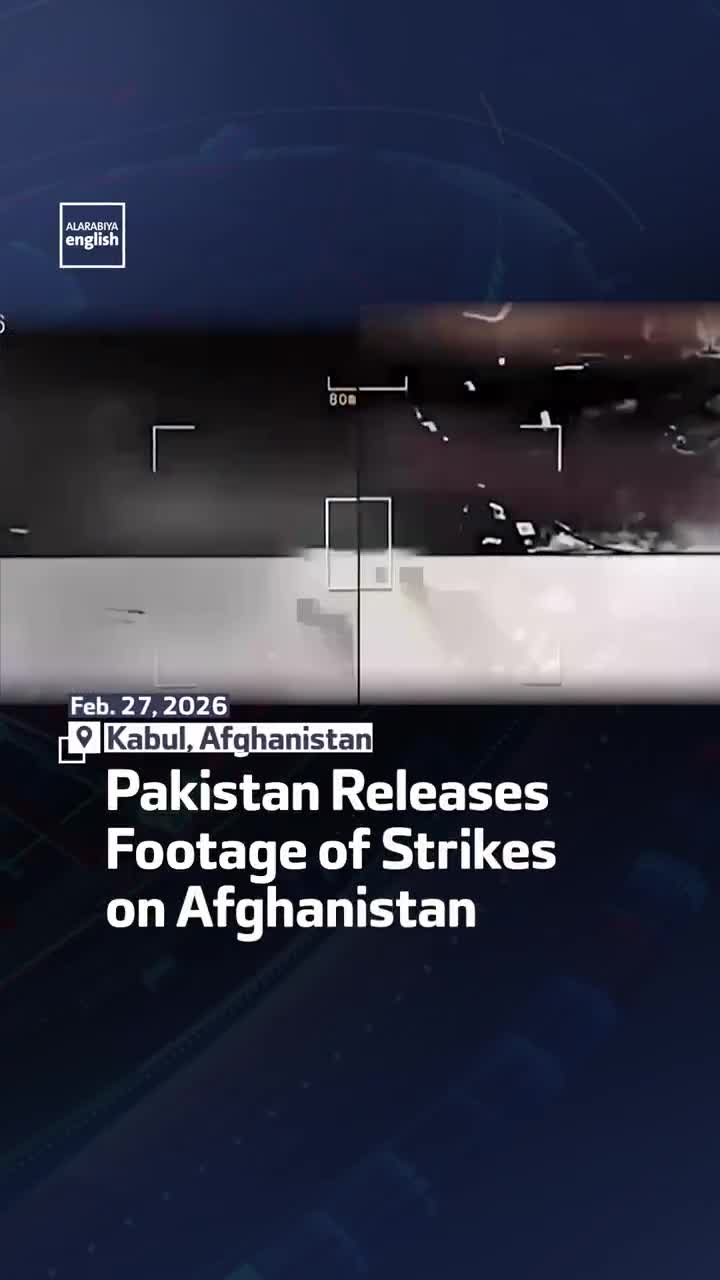 Pakistani security sources release a monochrome video showing what they say are airstrikes in Kabul